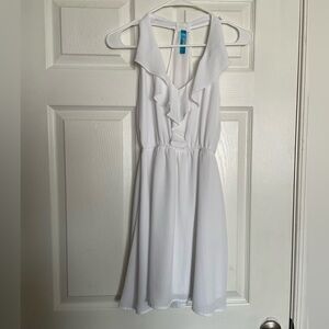 Francesca's Collections White Ruffle Mini Dress